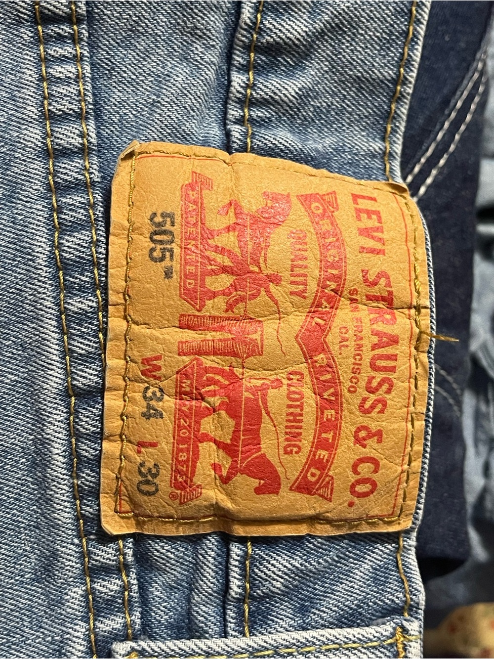 Levi's Men's Blue Denim Jeans with Leather Patch